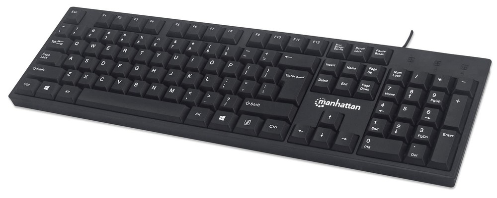 Wired Black Computer Keyboard with 104 Keys and 4.5ft USB-A Cable
