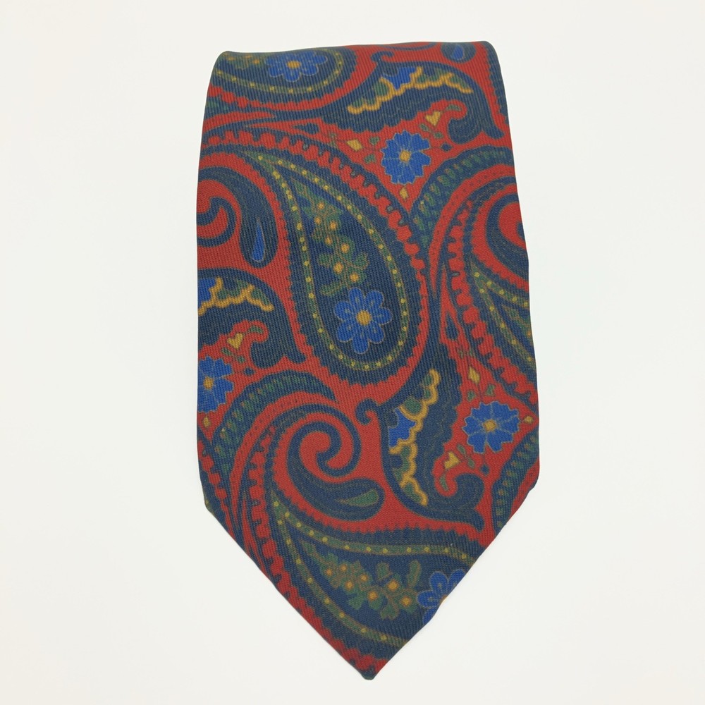 Turnbull & Asser 100% Silk Tie 3.5 x 57 Dark Red Paisley Handmade England Luxury