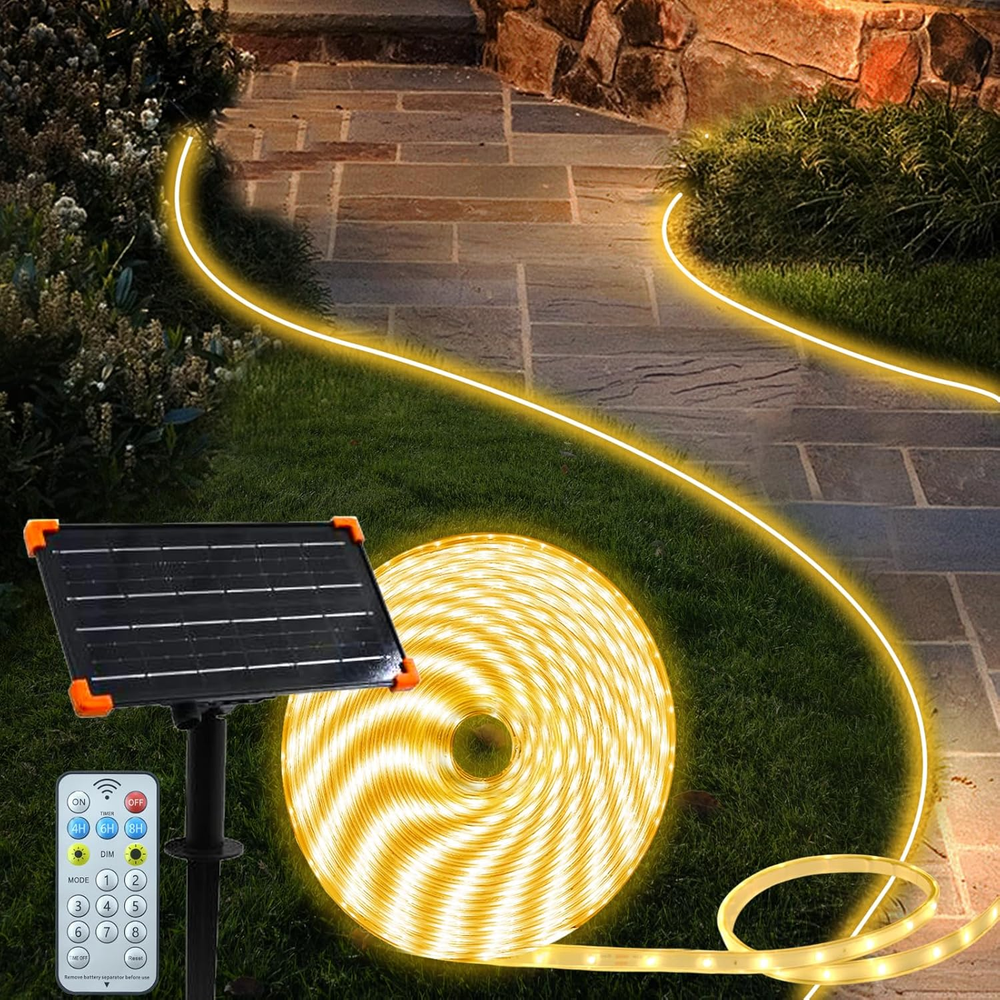 50Ft Solar LED Strip Lights Outdoor, 540 LED Long Strip Lights IP68 Fully