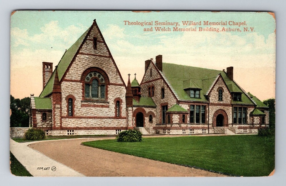 Auburn NY-New York, Theological Seminary, Wiliard Mem Chapel, Vintage Postcard