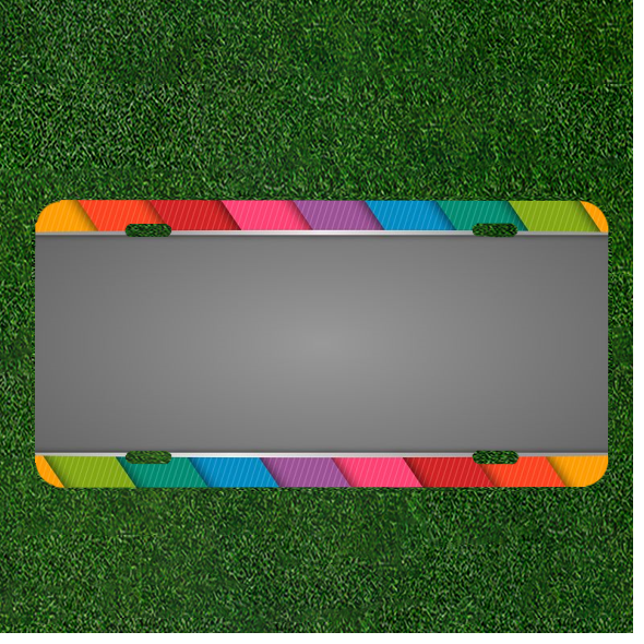 Custom Personalized Car License Plate With Abstract Border Colorful Strips