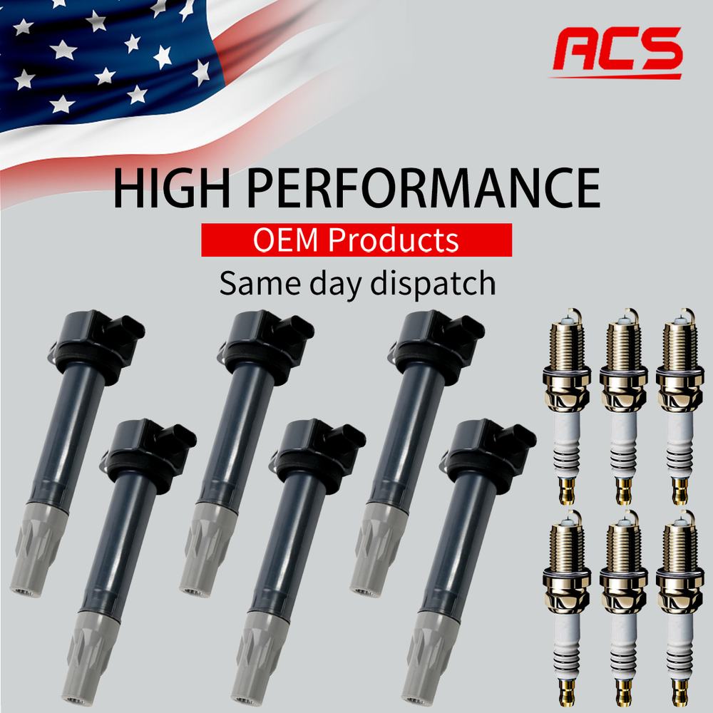 6X OEM Ignition Coil + Iridium Spark Plugs For Dodge Chrysler 3.5L 4.0L V6 UF502