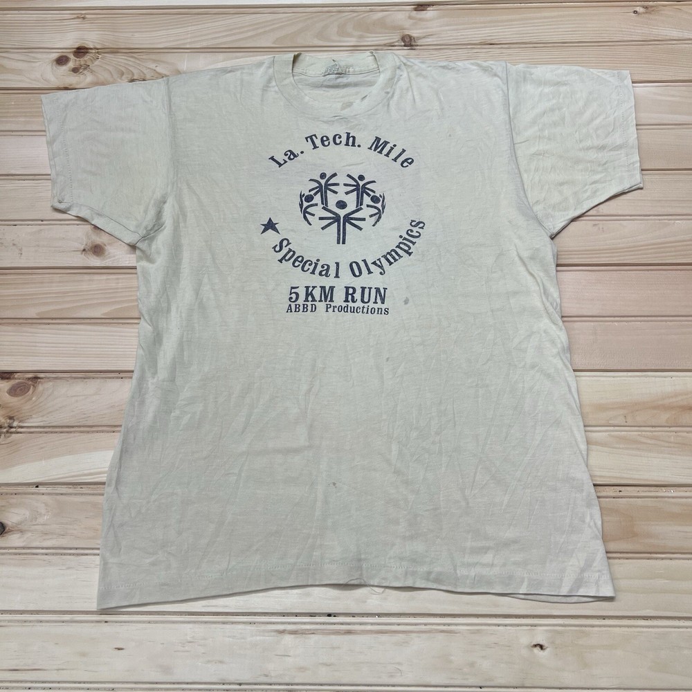 Vintage 80s Budweiser LA Tech Mile 5k Special Olympics Run ABBD Shirt Size XL