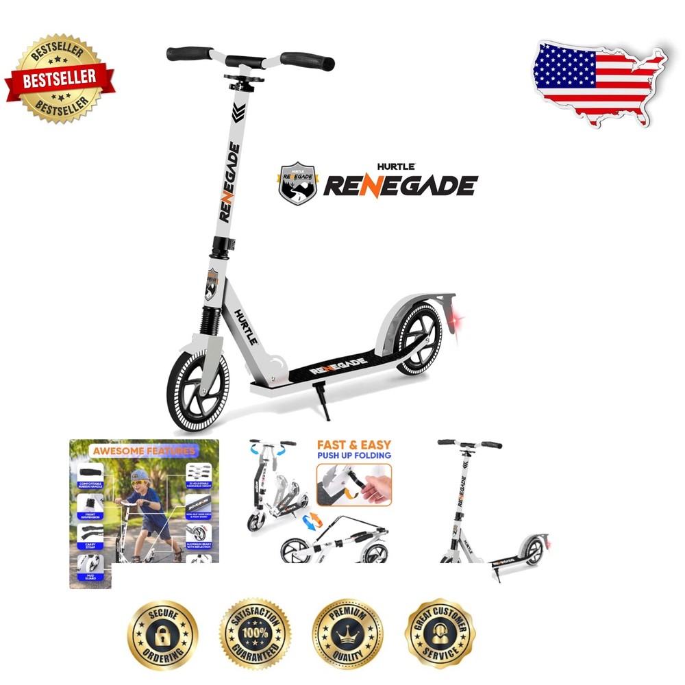 Renegade 2-Wheel Kick Scooter with Adjustable Handlebar - Lightweight & Portable