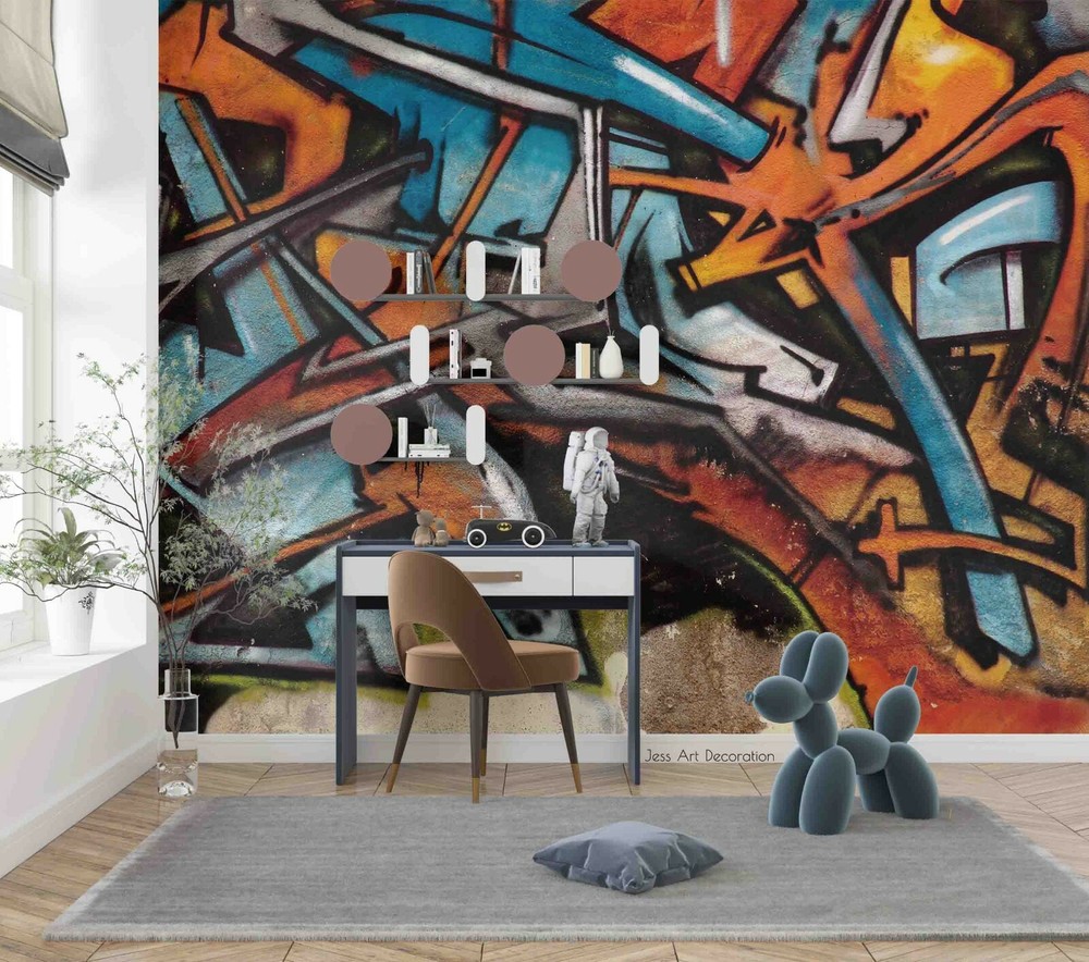3D Abstract Graffiti Wallpaper Wall Mural Removable Self-adhesive 354-image