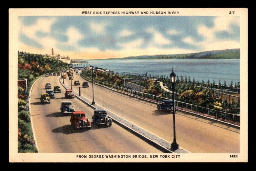 West Side Express Highway, Hudson River, George Washington Bridge NY Postcard