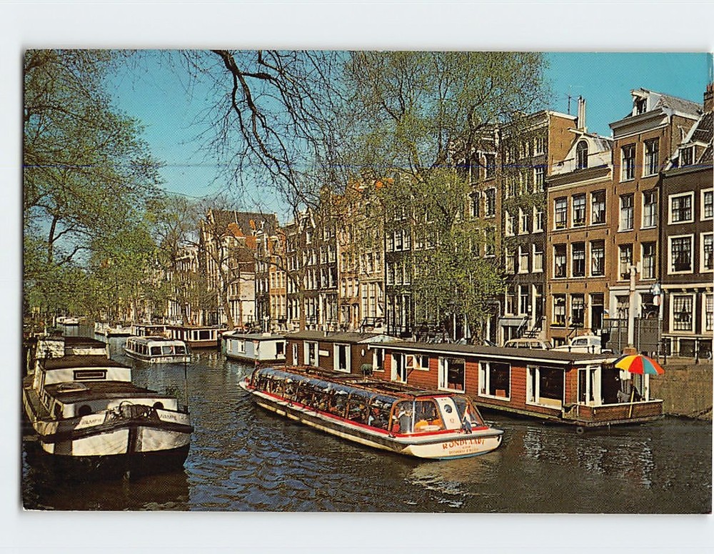 Postcard Houseboats in the Herengracht Amsterdam Netherlands