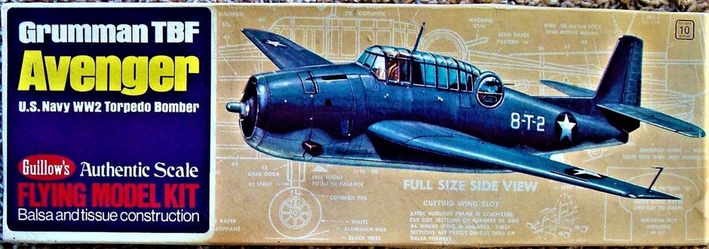 NEW 1976 Guillow's Grumman TBF AVENGER US Navy WW II Bomber Flying Model Kit