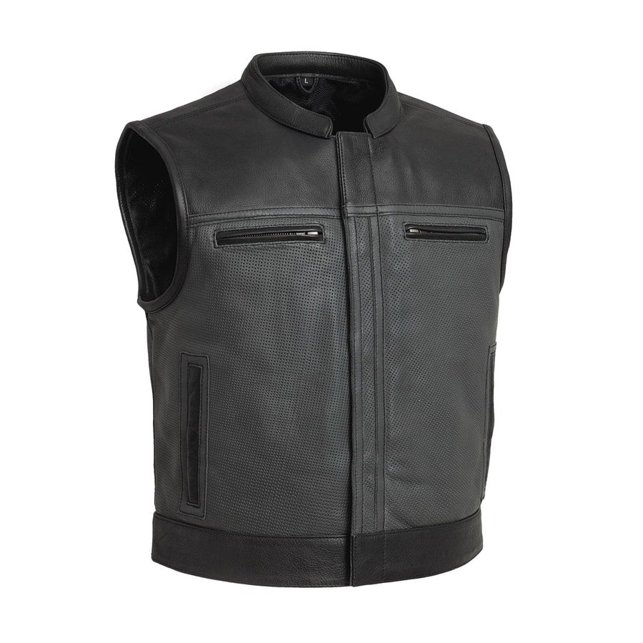 Gotham Hide Men’s Motorcycle Perforated Leather Vest Biker Style