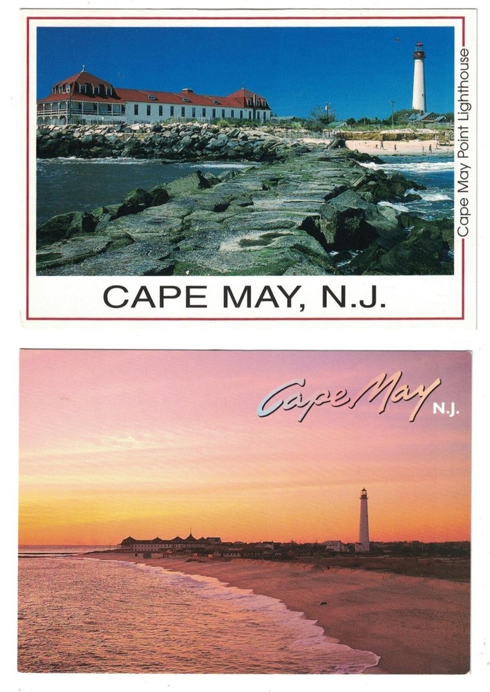 2 Vintage Modern Cape May Lighthouse New Jersey Postcard #3
