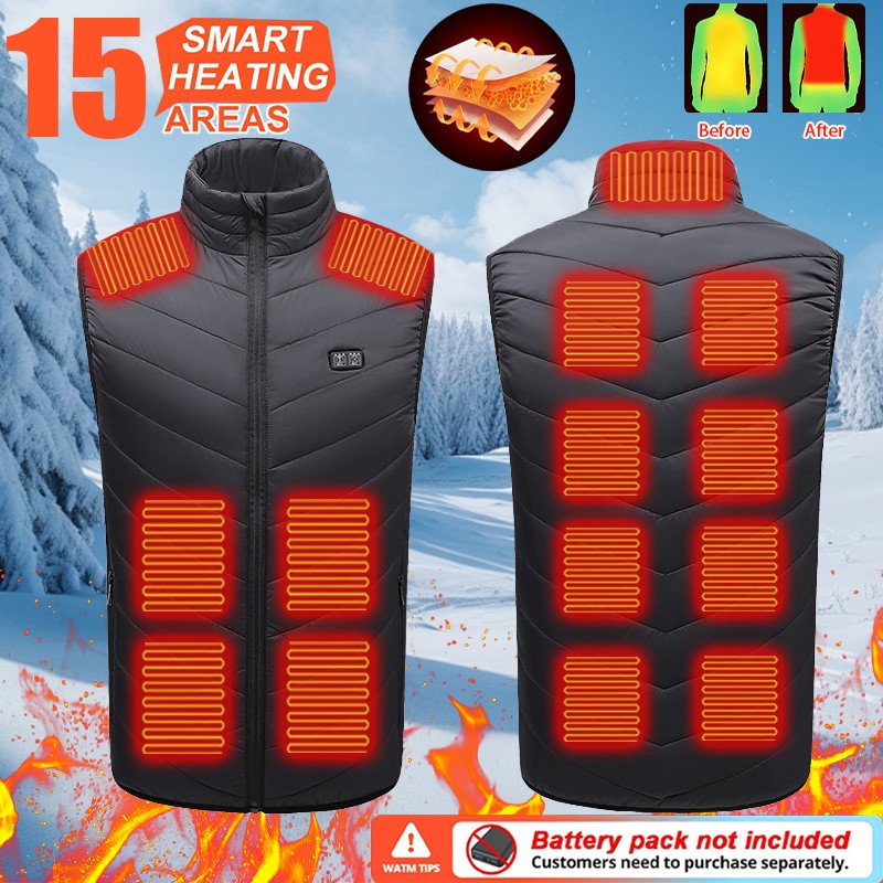Warm Electric Vest Heated Jacket USB Thermal Heat Pad Winter Body Warmer Unisex