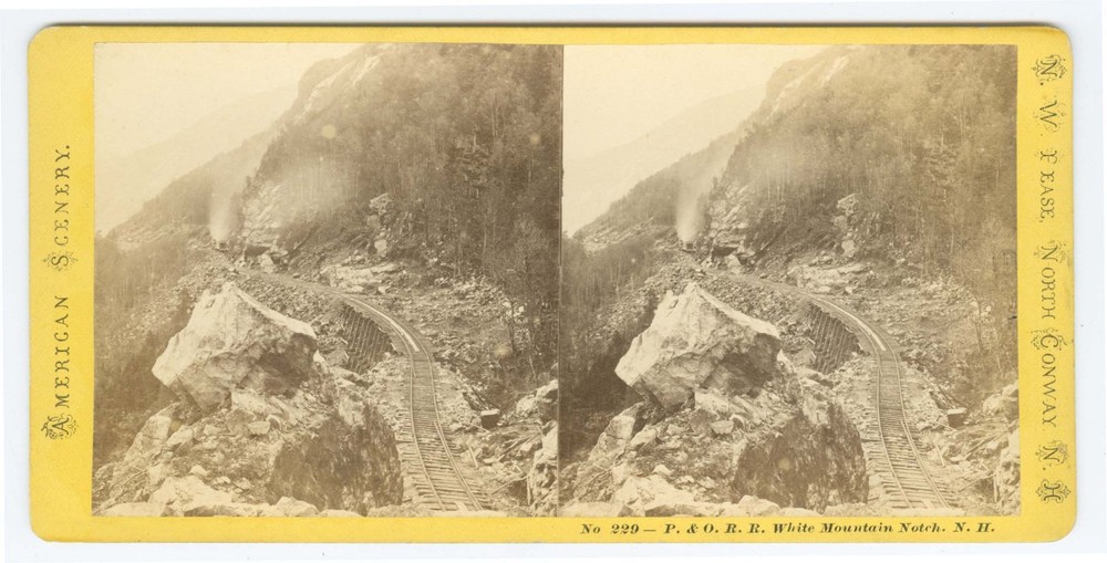 G2508~ NEW HAMPSHIRE – P & O Railroad Crawford Notch 1870s Stereoview -Pease