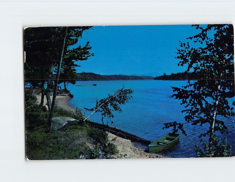 Postcard Lake Boat Trees Landscape Scenery Canada