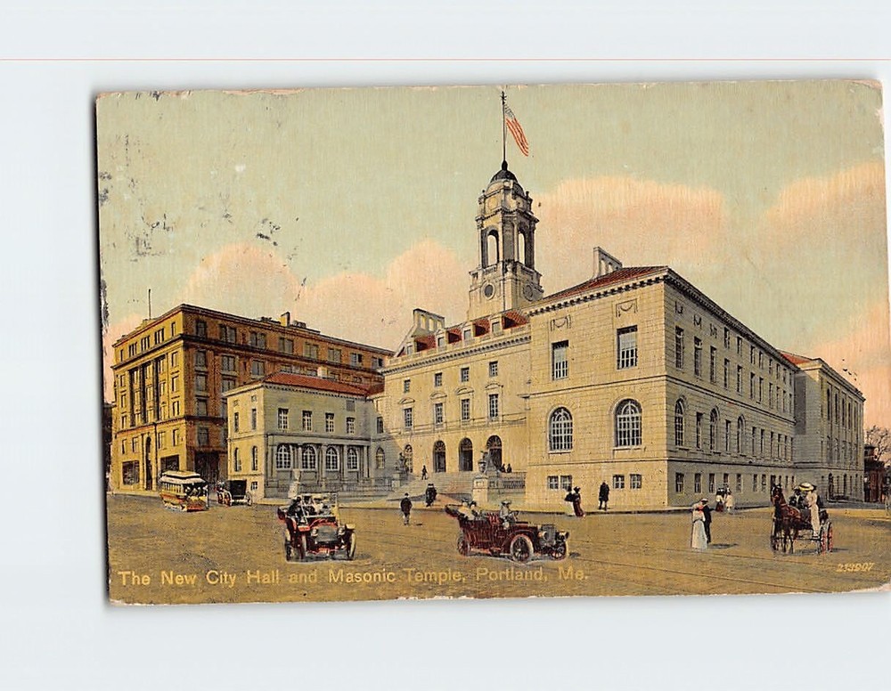 Postcard The City Hall and Masonic Temple Portland Maine USA
