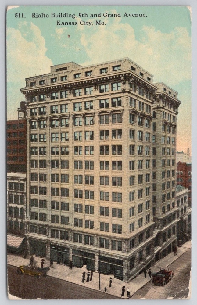 1914 Rialto Building Kansas City MO Postcard 9th Grand Ave Architecture