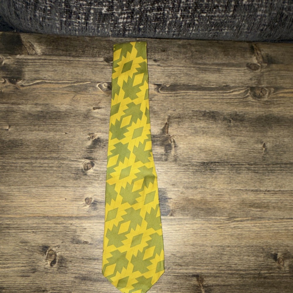 Vintage Cain-Sloan Co. Men's Geometric Yellow Green Neck Tie