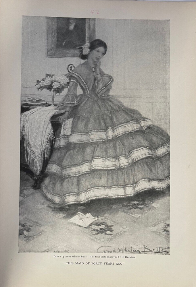 1903 Vintage Magazine Illustration Maid of Forty Years Ago by Anna Whelan Betts