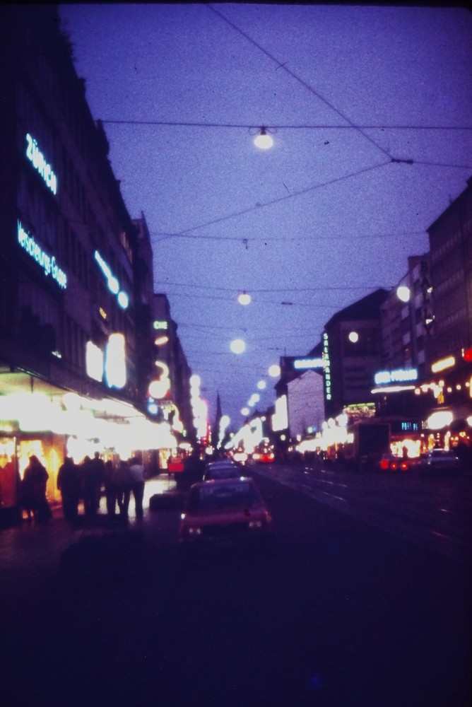 c1970's 35mm Slide Film, Zürich Switzerland City Street Night European Building