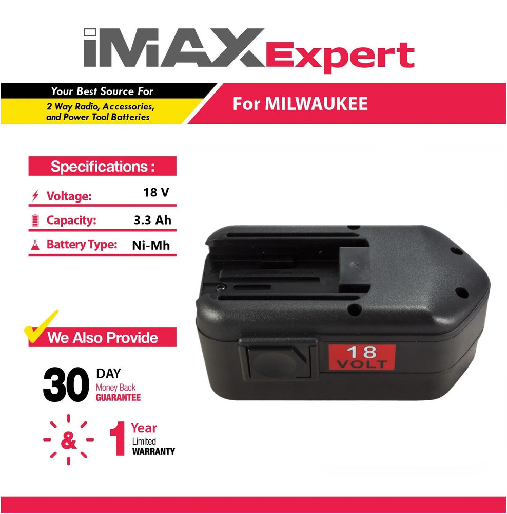 18V 3.3Ah NiMh Battery for Milwaukee 48-11-2200, 48-11-2230, 48-11-2232