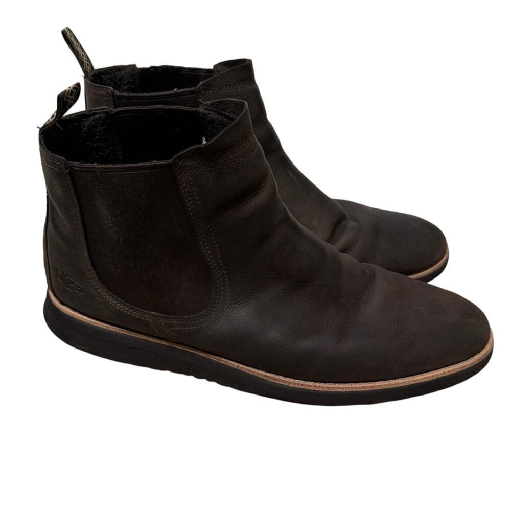 UGG Men's Union Chelsea Leather Weather Boot in Brown Size 12