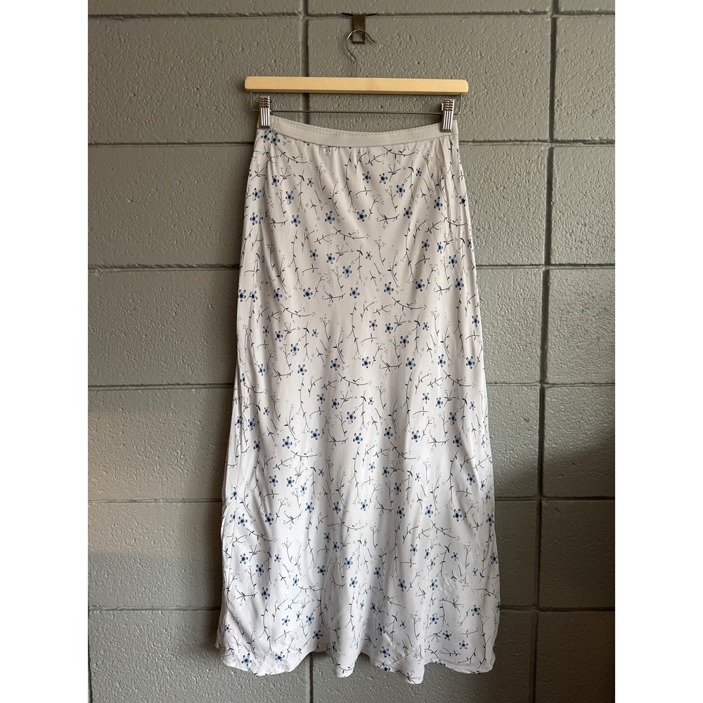 Vintage Y2K Women's Blue Floral Midi Skirt Cottagecore Prairie Boho size PS