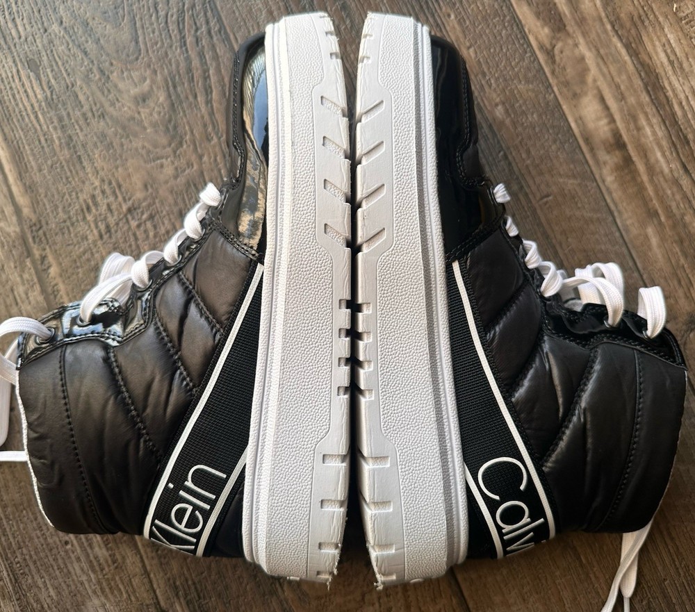 Calvin Klein Denisse PlatformHigh Top Sneakers Black White Women’s Size 7 Chunky