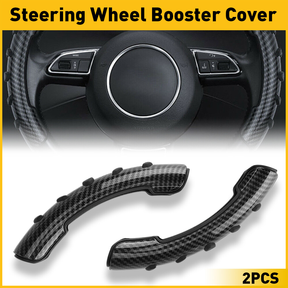 2x Non-Slip Car Wheel Steering Booster Cover Carbon Fiber Universal Accessorie