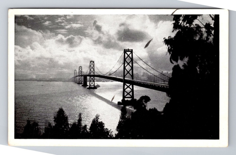 San Francisco CA-California, Oakland Bay Bridge At Sunset, Vintage Postcard