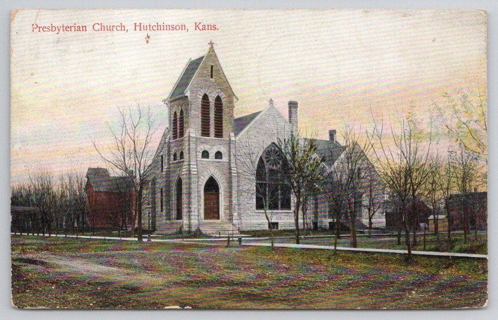 1908 Presbyterian Church Hutchinson Kansas Postcard Divided Back