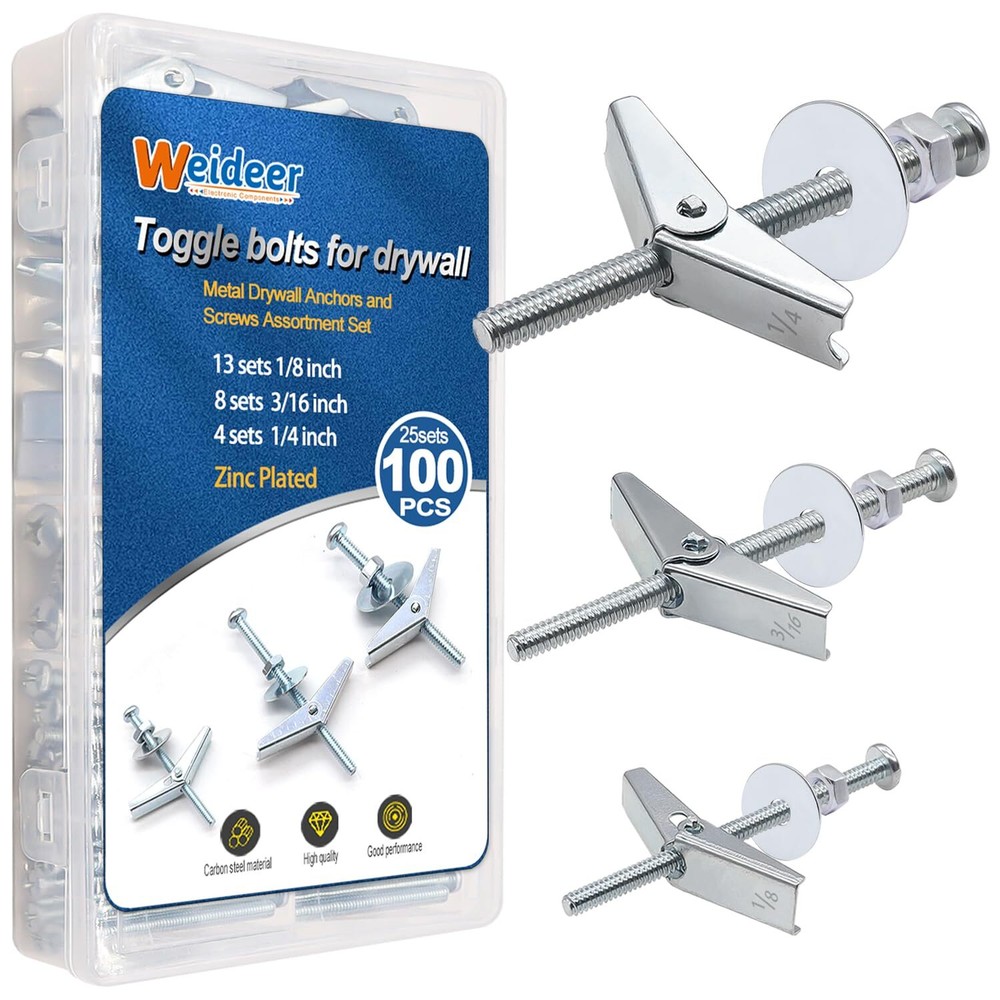 100Pcs Toggle Bolts 1/8