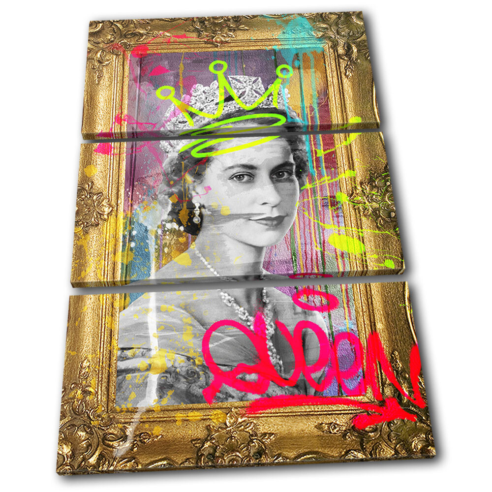 Yas Queen Graffiti Vintage Urban TREBLE CANVAS WALL ART Picture Print