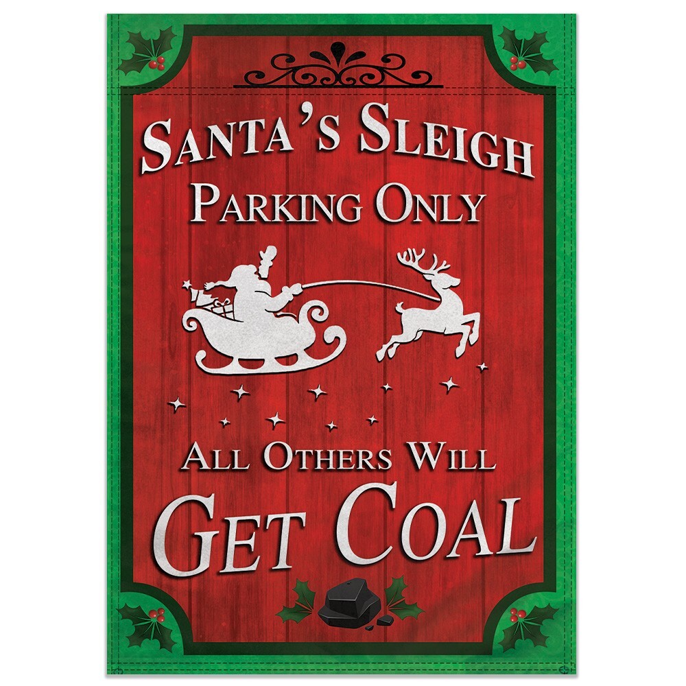 Santa's Parking Garden Flag 12x18in Double-Sided Christmas Flag Yard Porch Home