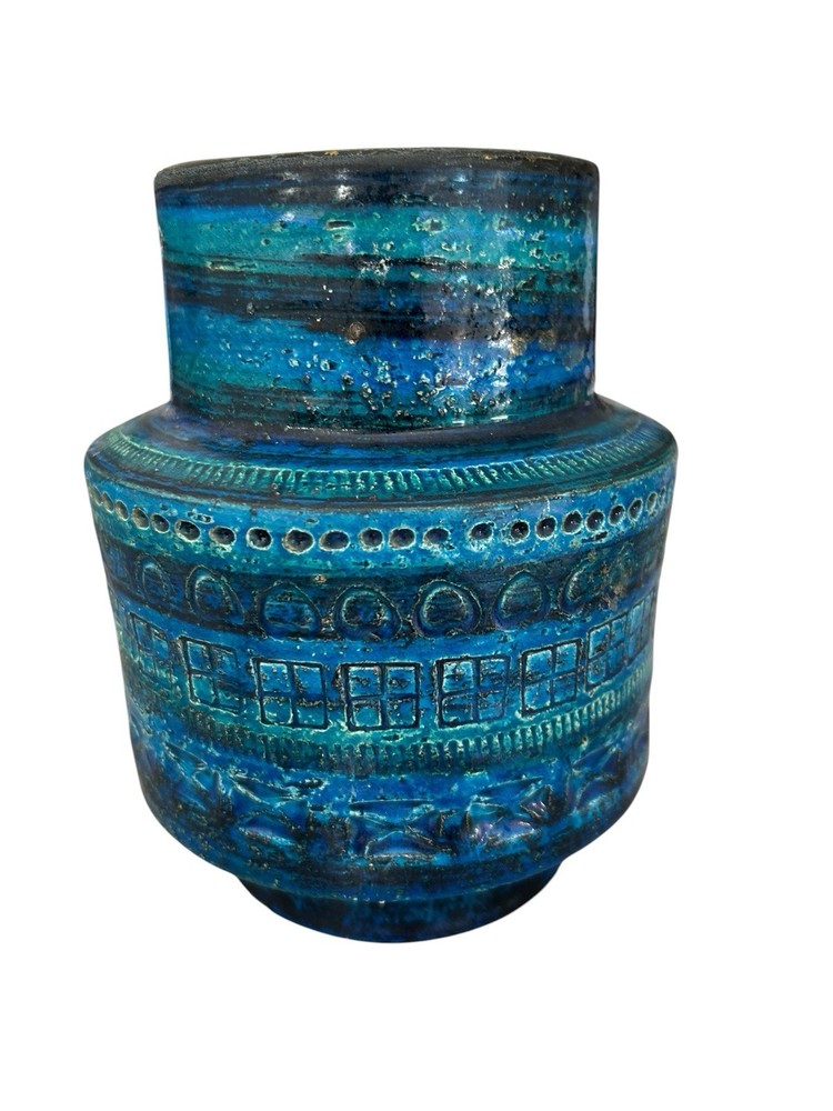 Bitossi Rimini Aldo Londi Raymor MCM Italy 1809  Blue Glaze Art Pottery Vase!