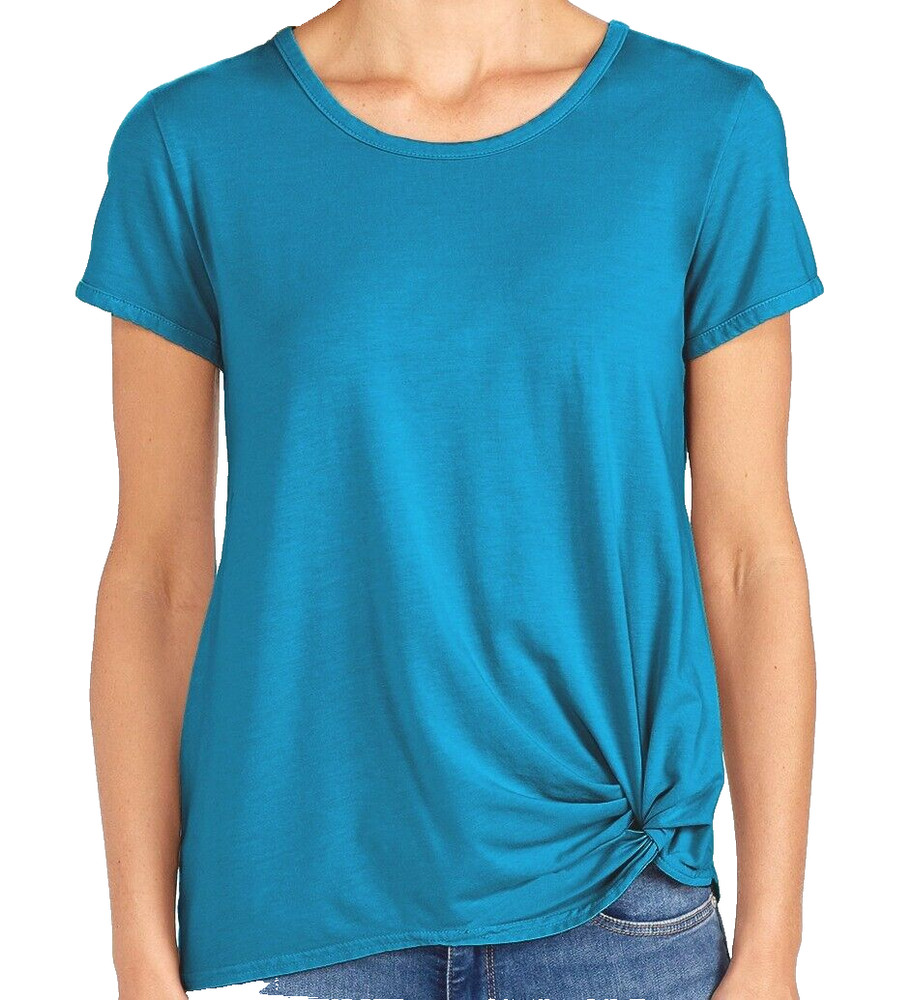 FRESH PRODUCE Small Seaport Blue Noa $49 Stretchy Knit Knot Tee Top NWT New S