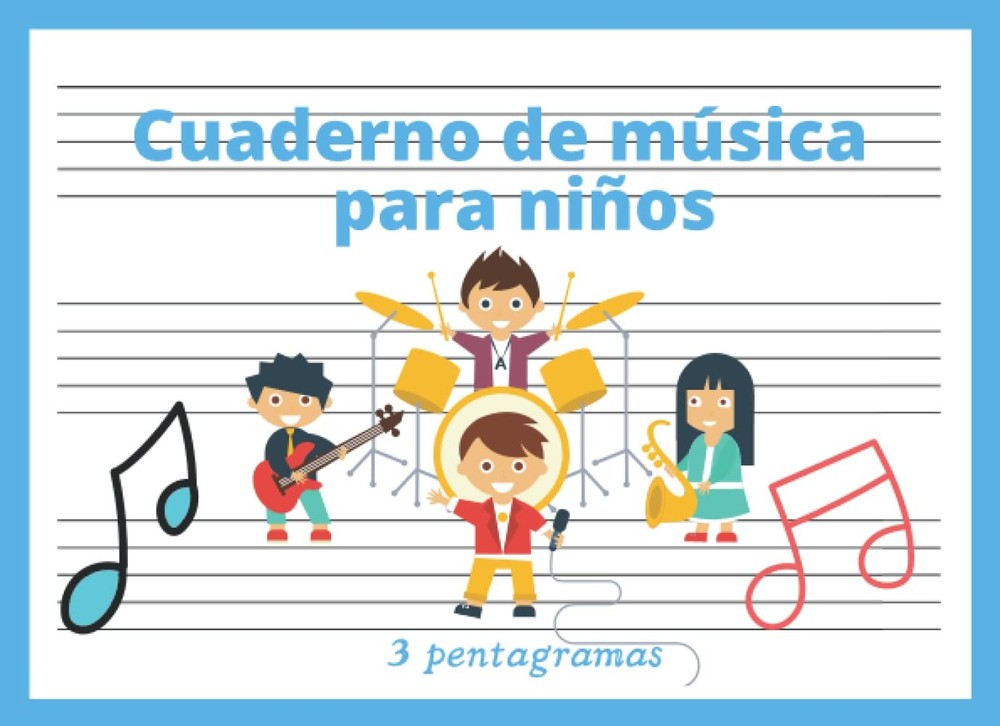 Cuaderno de Música 3 pentagramas: Libreta para notación musical para niños, pape