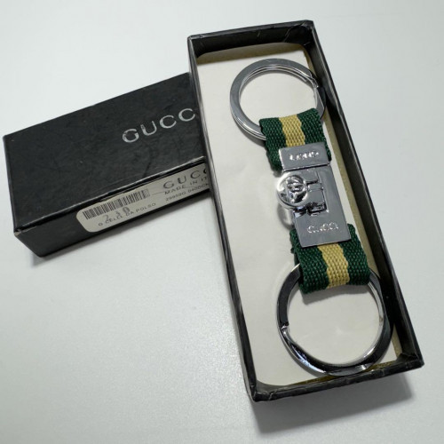 GUCCI GG Shelly Silver Green Unisex Key Ring Charm with Box