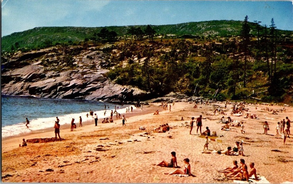 Vintage Sand Beach Bar Harbor Acadia National Park Maine Postcard-image
