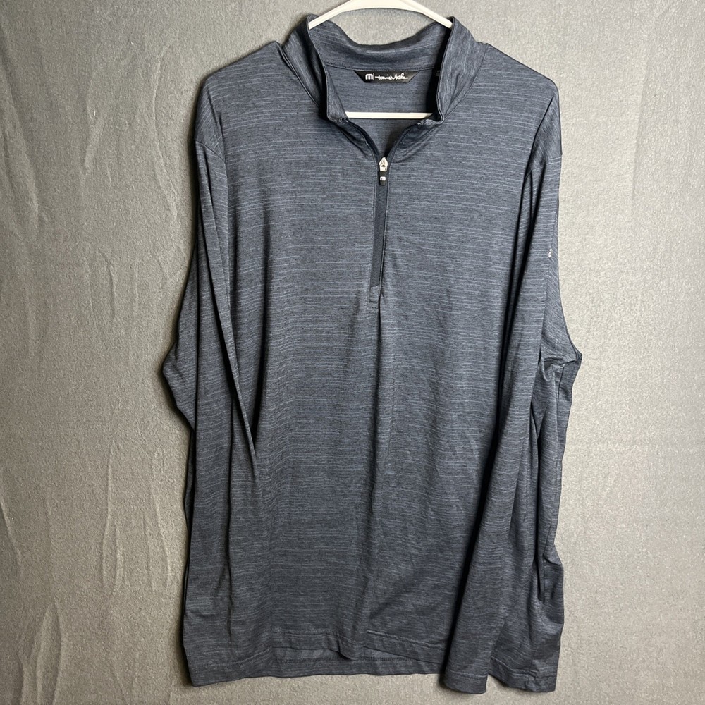 Travis Mathew Sweater Mens 2XL 1/4 Zip Pullover Golf Performance L/S Blue