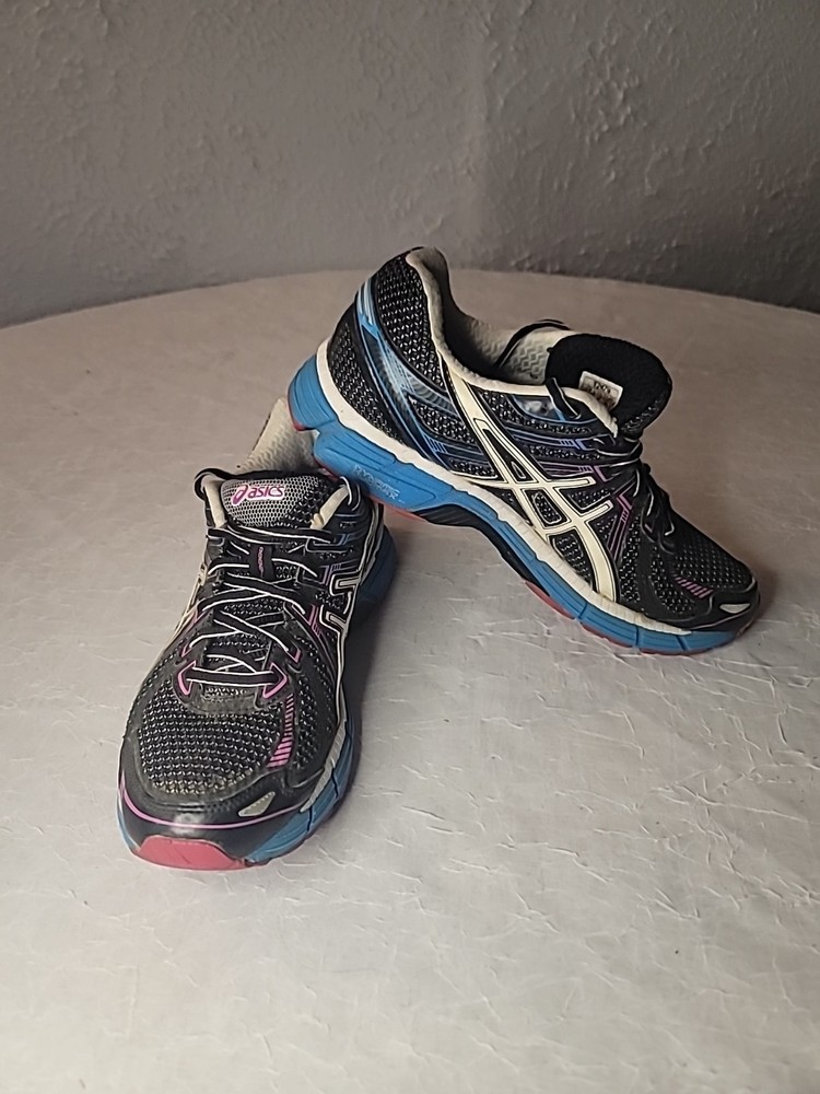 Asics GT-2000 running shoes women's size 8 black white blue purple T2K7N