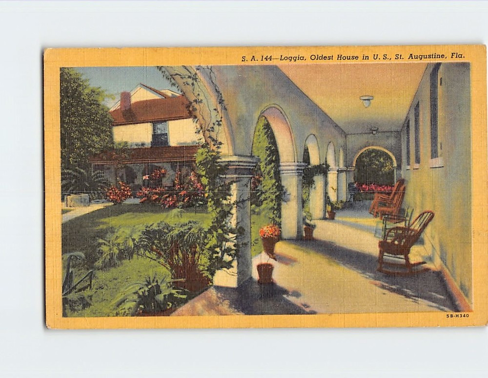 Postcard Loggia Oldest House in US St. Augustine Florida USA