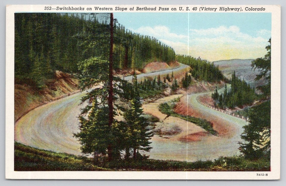 Berthoud Pass Switchbacks US 40 Victory Highway Colorado Postcard