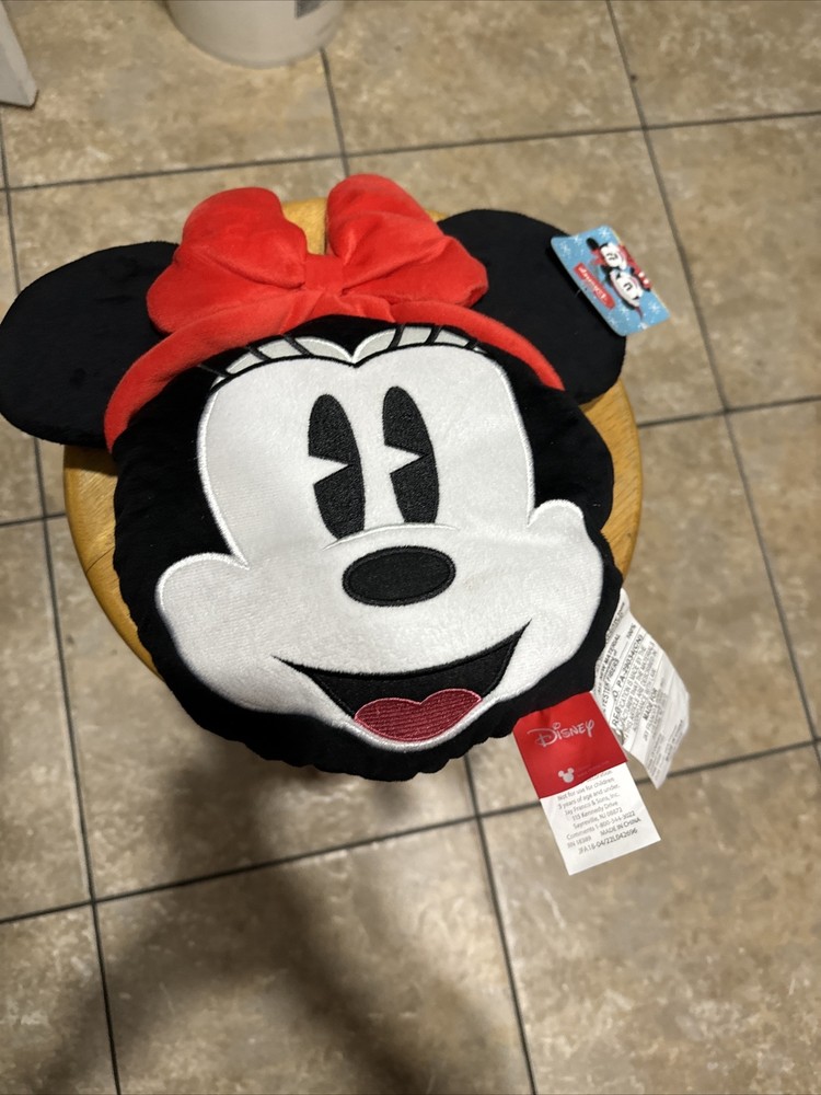 Disney Minnie Mouse Head Face Plush Travel Accent Pillow Christmas Toy Buddy-image