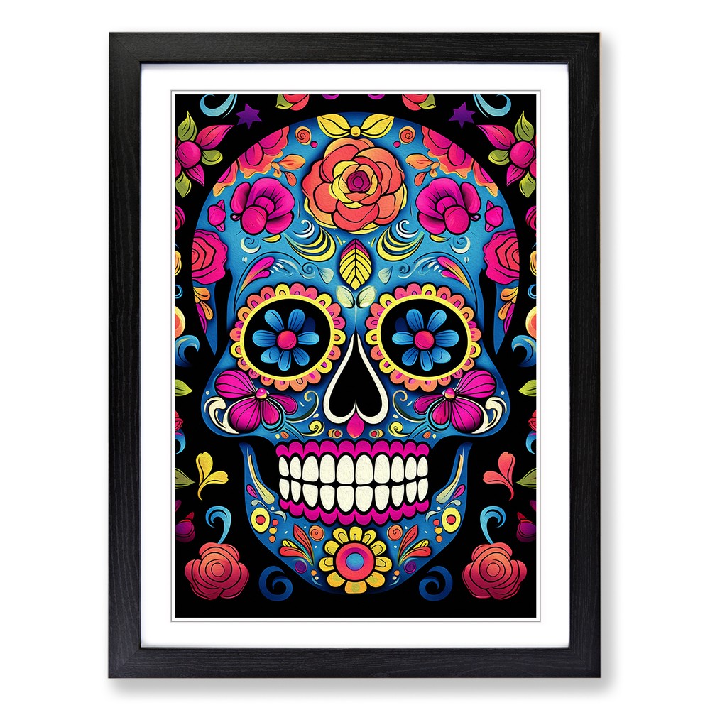 Sugar Skull Pop Wall Art Print Framed Canvas Picture Poster Decor Living Room