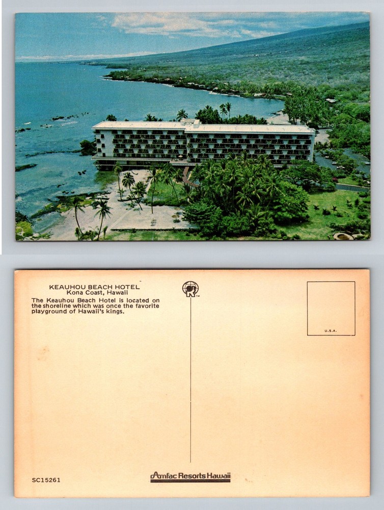Kona Coast, HI-Hawaii Keauhou Beach Hotel Shoreline Resort View Vintage Postcard