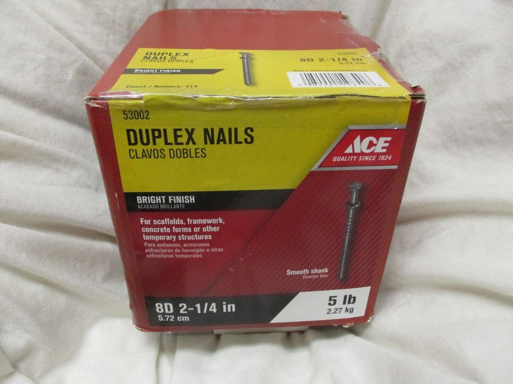 Ace Duplex Nails 8D 2-1/4 Inch Bright Finish 5 lb Box 53002-image