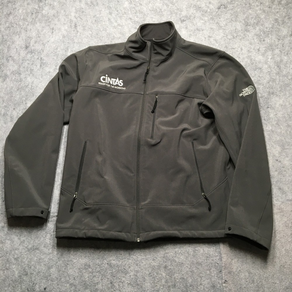 North Face Mens Large Gray Fleece-Lined Softshell Jacket Full Zip Weatherproof