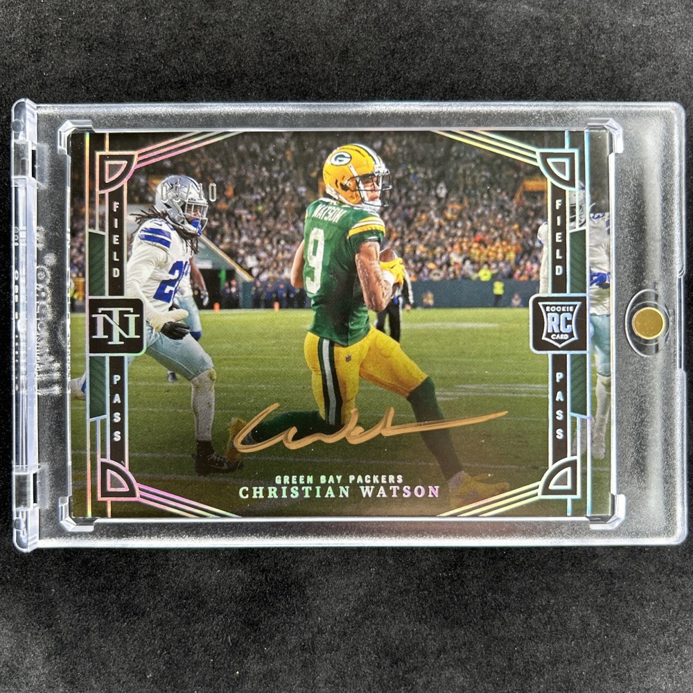 2022 National Treasures Christian Watson RC On-card Gold Autograph /10 Gold