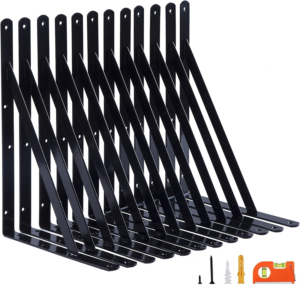 12 Pack 14 Inch Heavy Duty Shelf Brackets Large Wall Bracket for Garage Storage