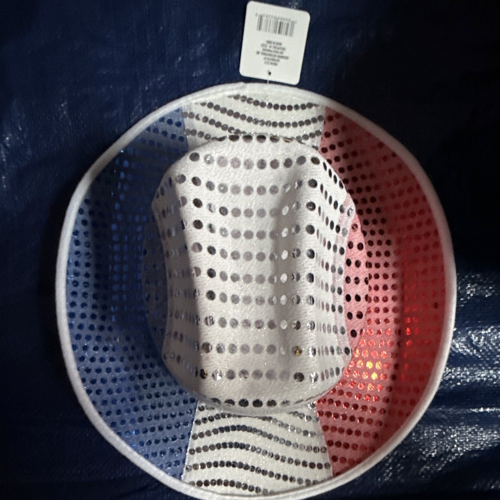 Red White & Blue Sequin Cowboy/Western Hat One Size Patriotic Halloween