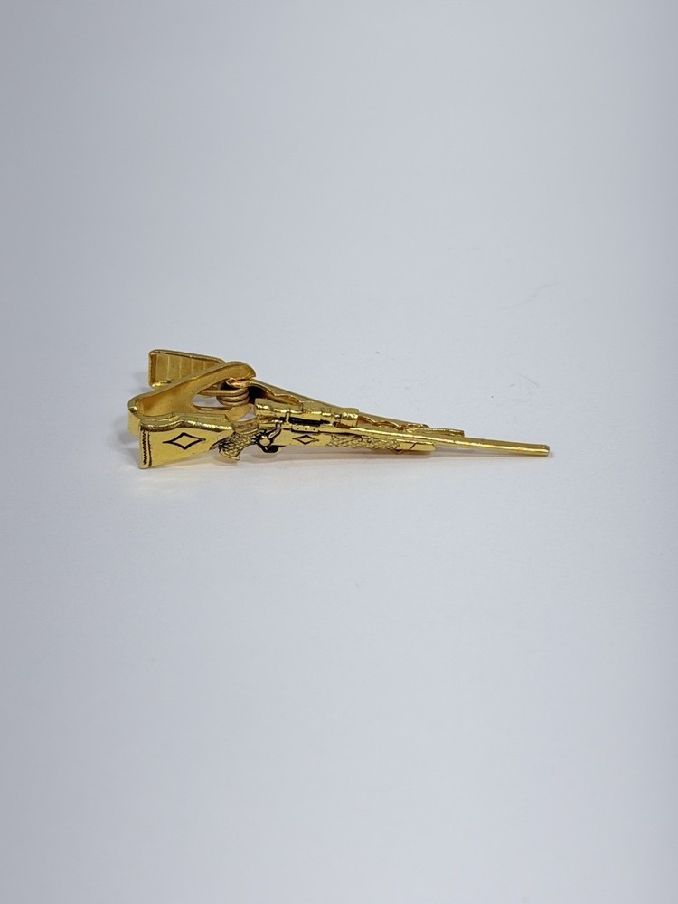 Vintage Tie Clip Weatherby Gold Rifle Tie Bar Clasp Display Gun Collector